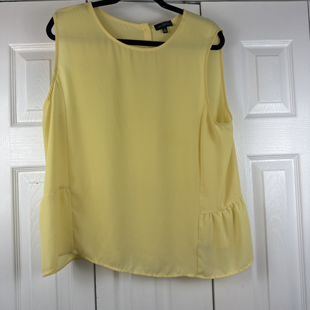 The Limited Sleeveless Partial Button Back Butter Yellow Blouse Top Size XL